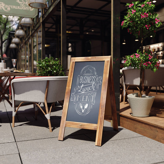 HBCY Rustic Brown Wood A-Frame Magnetic Chalkboard Set