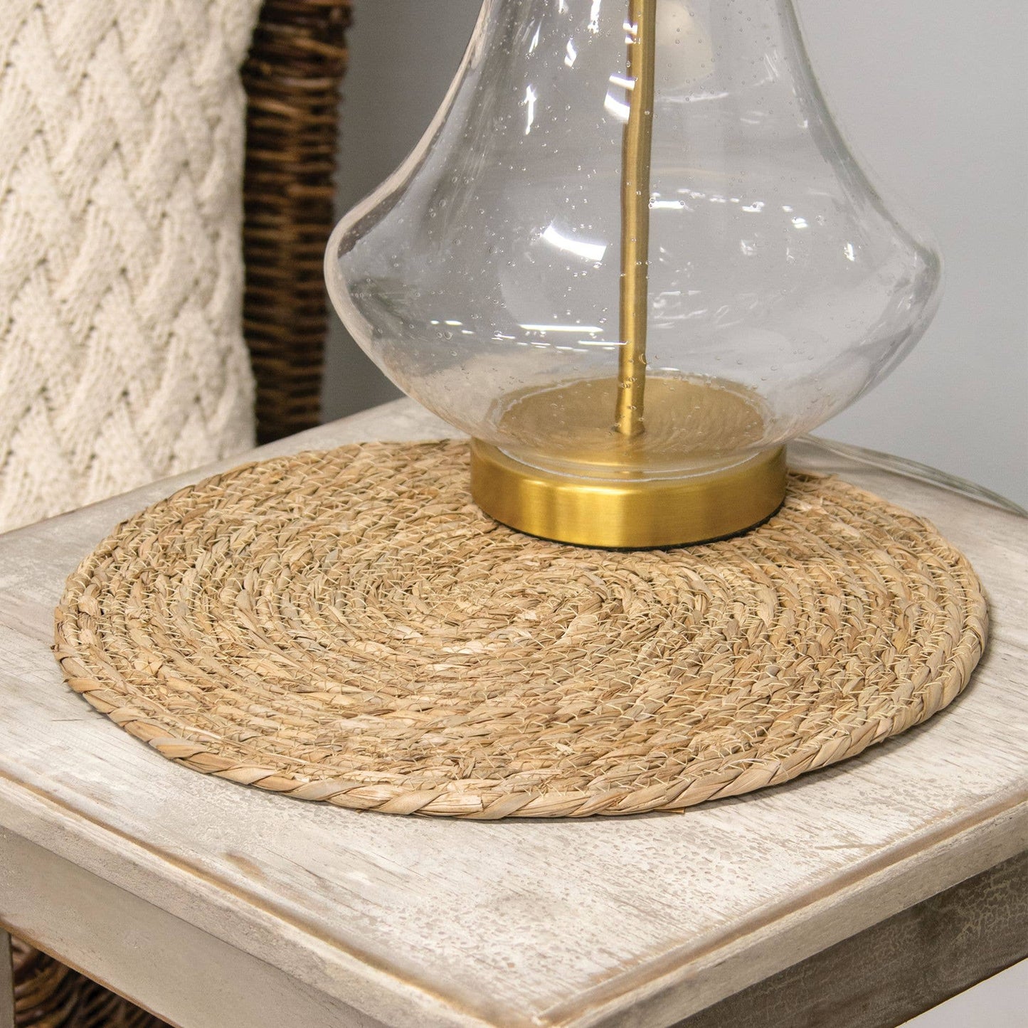 Natural Straw Round Mat, 14" Dia.