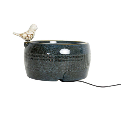 Elloise Bird Garden Ceramic Water Fountain Blue with Pump