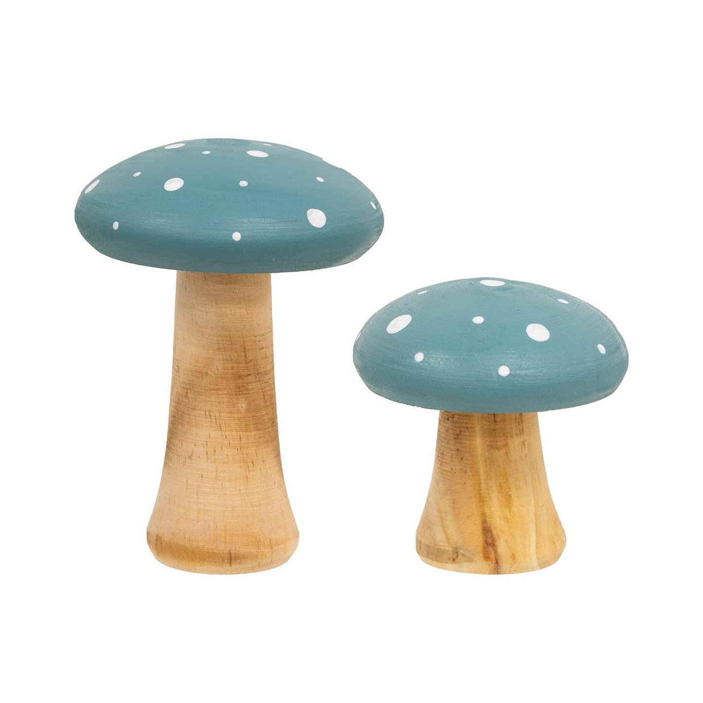 2/Set - White Dotted Blue Wood Mushrooms