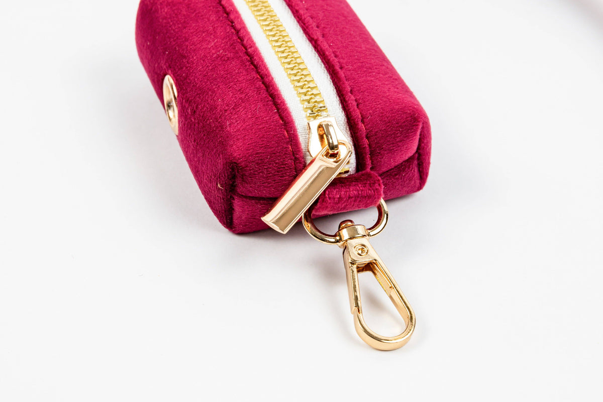Signature Velvet Poop Bag Dispenser - Wine