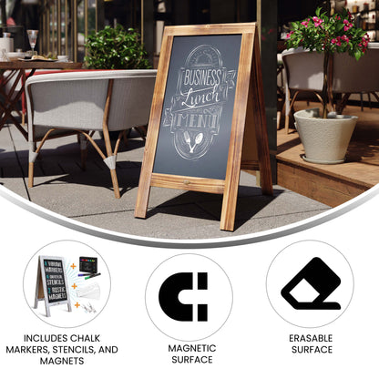 HBCY Rustic Brown Wood A-Frame Magnetic Chalkboard Set